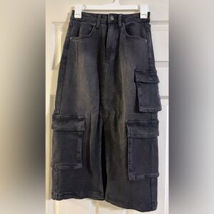 Wild Fable Black Cargo Skirt with Patch Pockets